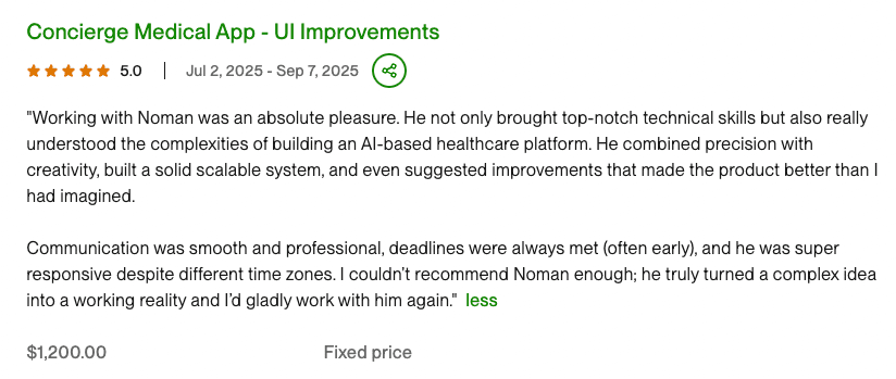 Upwork testimonial 3