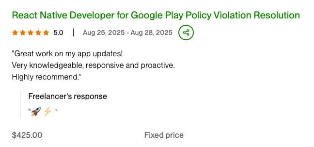 Upwork testimonial 5