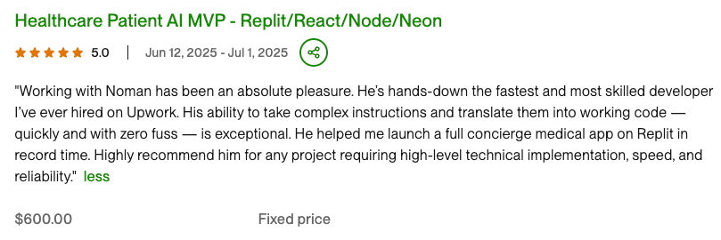 Upwork testimonial 12