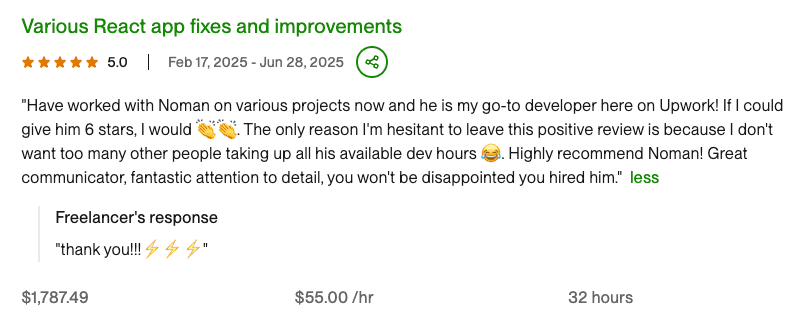 Upwork testimonial 10